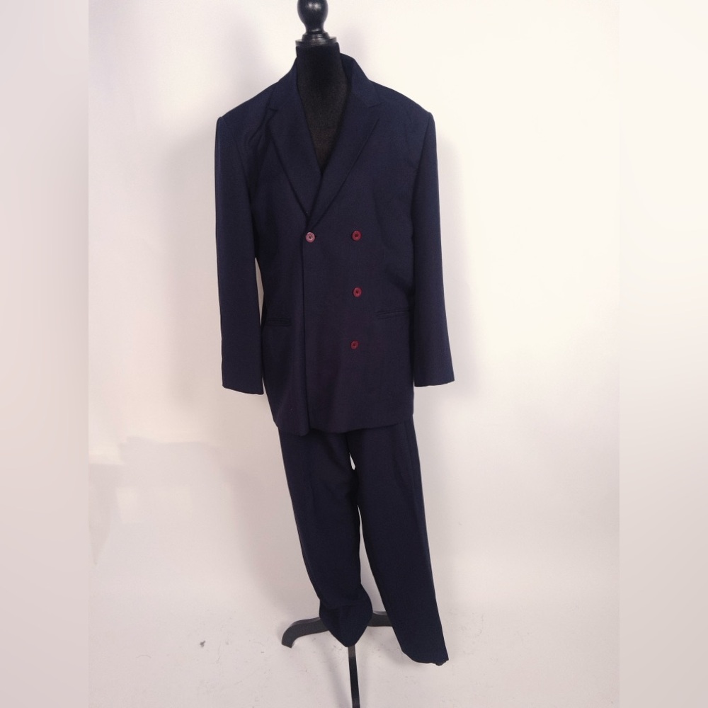 Vintage 80s Morgan Miller Navy 3-Piece Suit